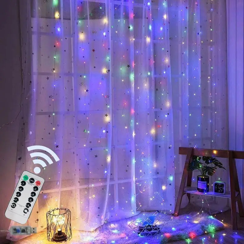 Ghirlandă LED pentru Perdea 3/4/6m cu USB, Lumini Decorative cu Telecomandă pentru Crăciun și Dormitor