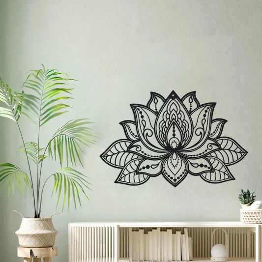 Artă de Perete din Metal cu Floare de Lotus Mandala, Decor pentru Camera de Meditație, Decorațiune Zen pentru Yoga