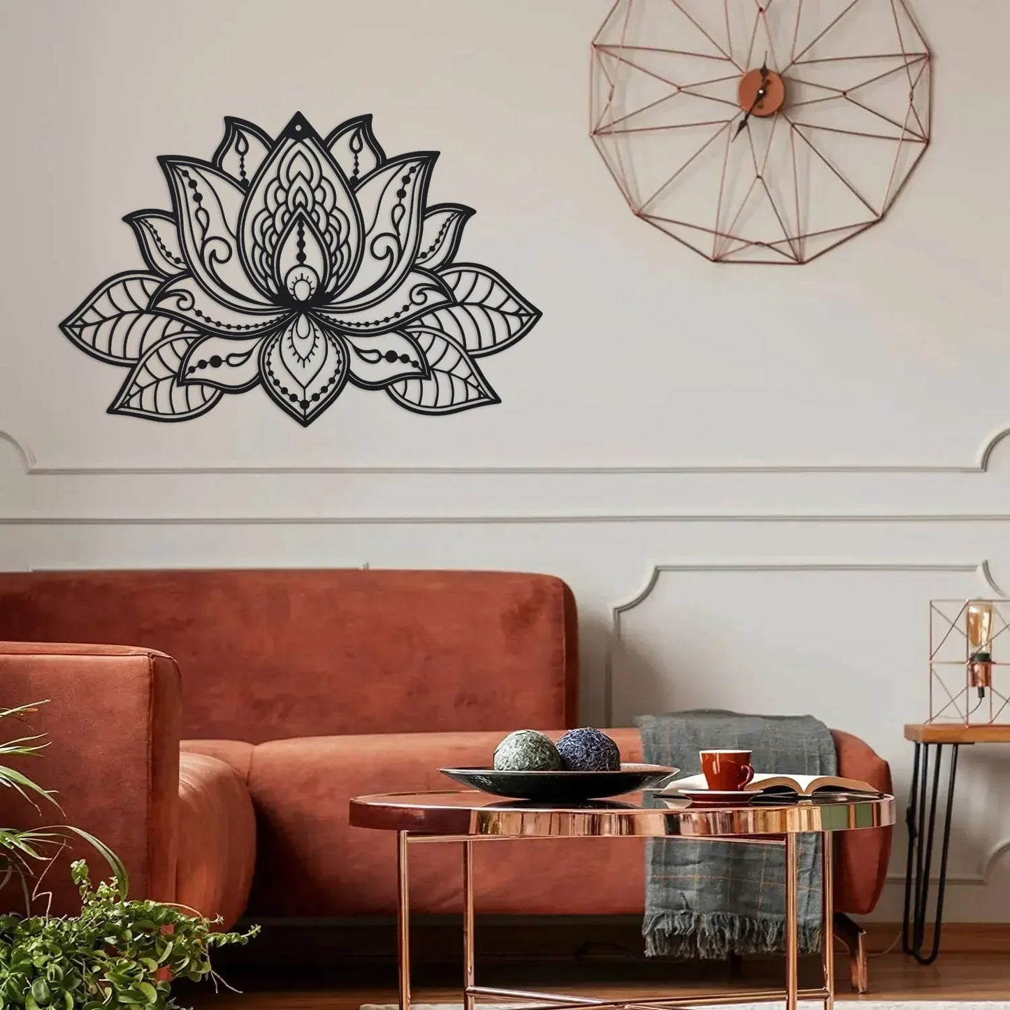 Artă de Perete din Metal cu Floare de Lotus Mandala, Decor pentru Camera de Meditație, Decorațiune Zen pentru Yoga