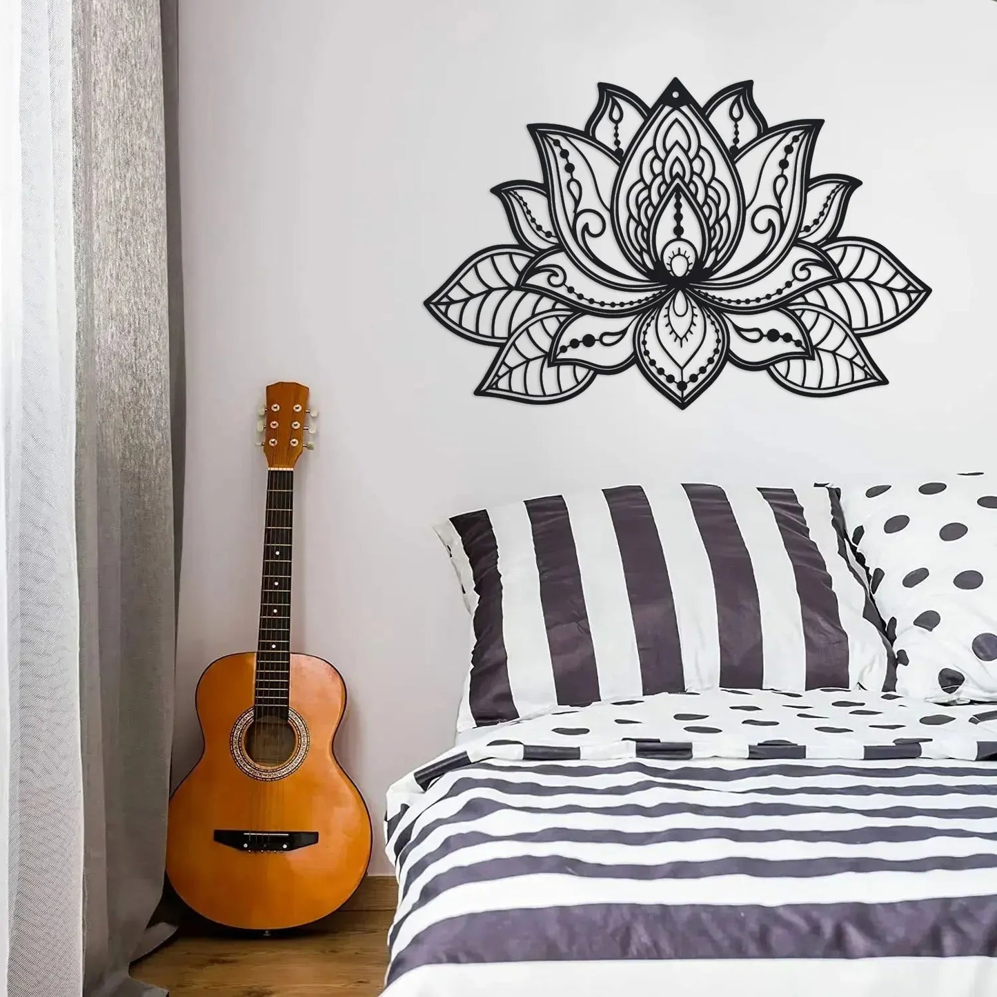 Artă de Perete din Metal cu Floare de Lotus Mandala, Decor pentru Camera de Meditație, Decorațiune Zen pentru Yoga