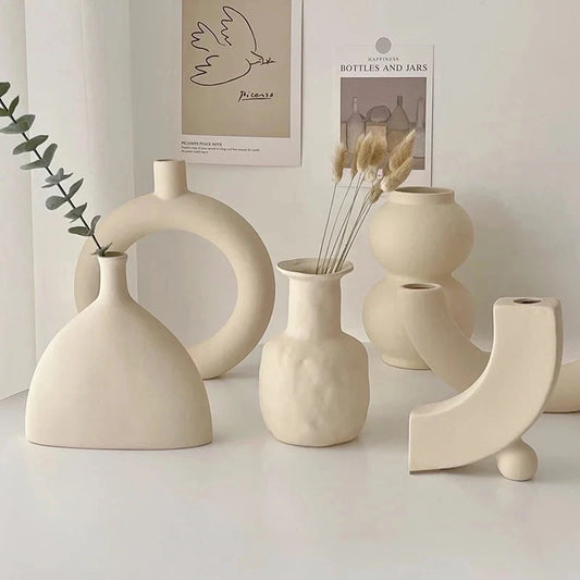 Vază Ceramică Artă Modernă - Decorațiune Desktop Dormitor cu Flori Uscate pentru Fotografie