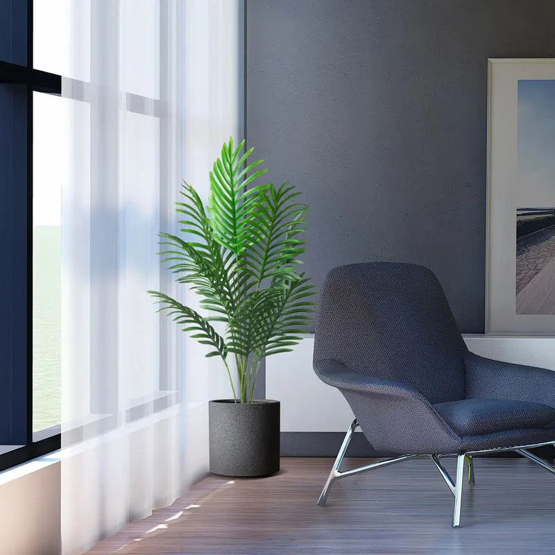 Palmier Artificial Mare 90-120cm, Plante False Tropicale cu Frunze Verzi din Plastic pentru Decorarea Casei și Grădinii