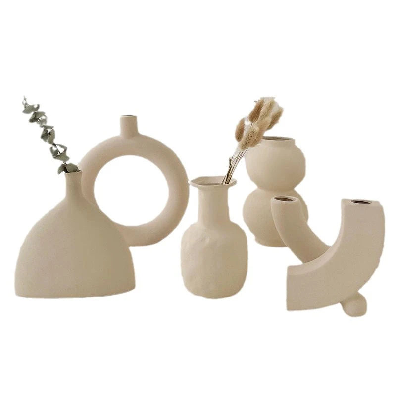 Vază Ceramică Artă Modernă - Decorațiune Desktop Dormitor cu Flori Uscate pentru Fotografie