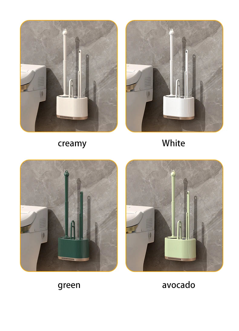 Perie WC de Perete pentru Curățenie Completă - Set 4 în 1 pentru Toalete Casnice