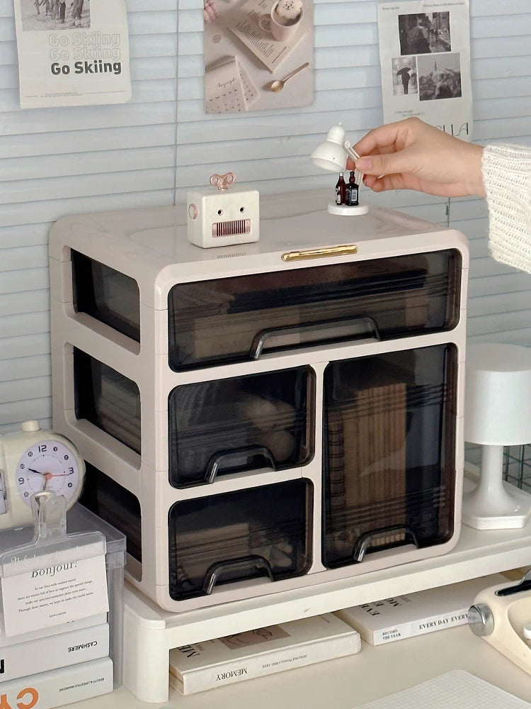 Organizator Desktop Birou - Cutie Depozitare Cosmetice și Rechizite Plastic Dreptunghiular