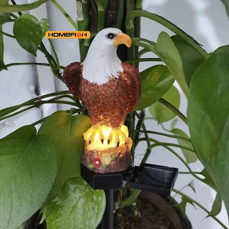 Lampă Solară din Rășină în Formă de Vultur pentru Grădină, Lampă LED de Sol pentru Patio, Lampă Decorativă pentru Gazon