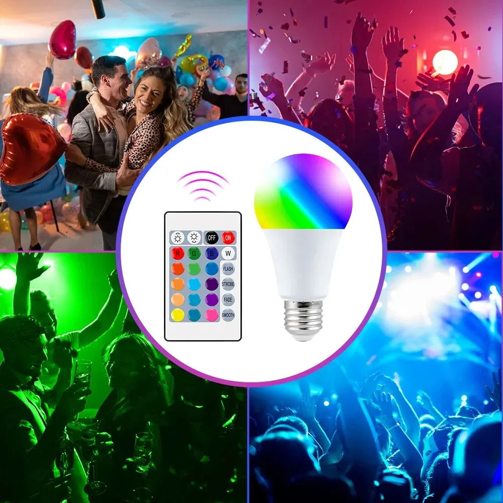 Bec LED RGB cu 16 Culori, Bec Multicolor E27 220V pentru Iluminat Casnic, Reglabil cu Telecomandă 24 Taste