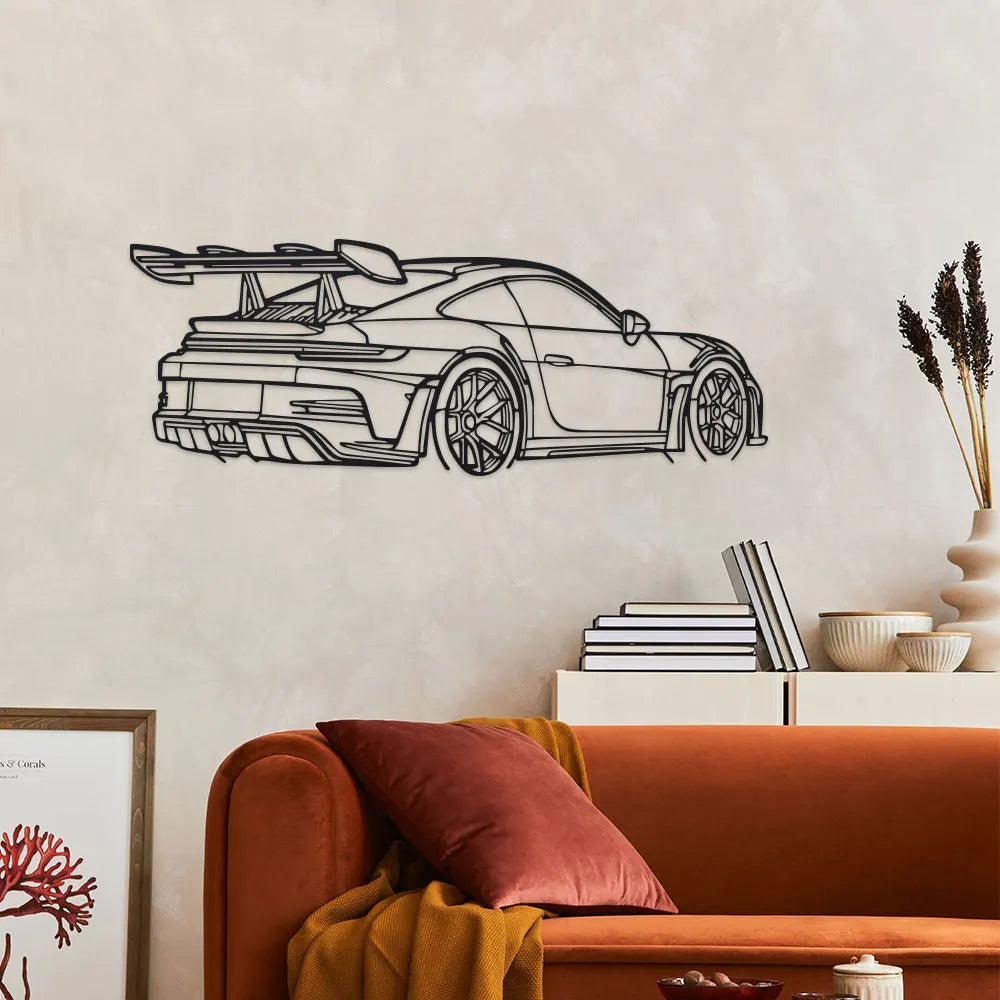 Artă de Perete din Metal cu Mașină, Sculptură Neagră din Metal cu Design Elegant și Țevi de Eșapament