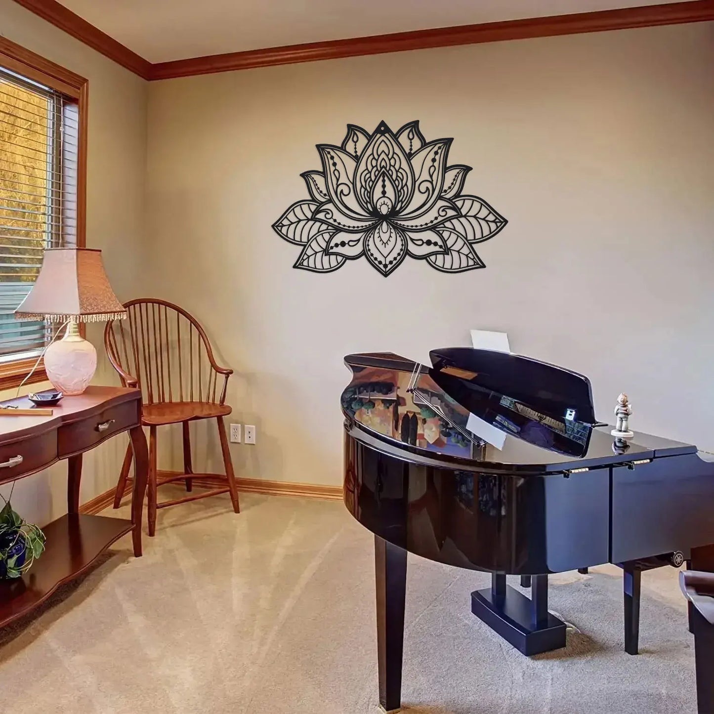 Artă de Perete din Metal cu Floare de Lotus Mandala, Decor pentru Camera de Meditație, Decorațiune Zen pentru Yoga