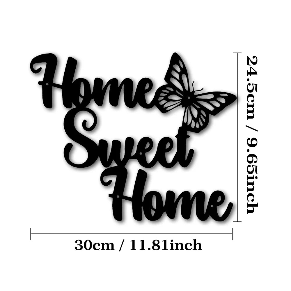 Semn Metalic 'Home Sweet Home' - Artă Decorativă de Perete Stil Rustic pentru Cameră