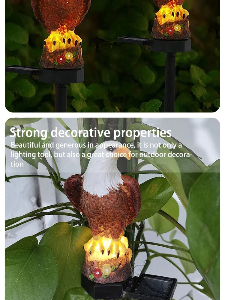 Lampă Solară din Rășină în Formă de Vultur pentru Grădină, Lampă LED de Sol pentru Patio, Lampă Decorativă pentru Gazon
