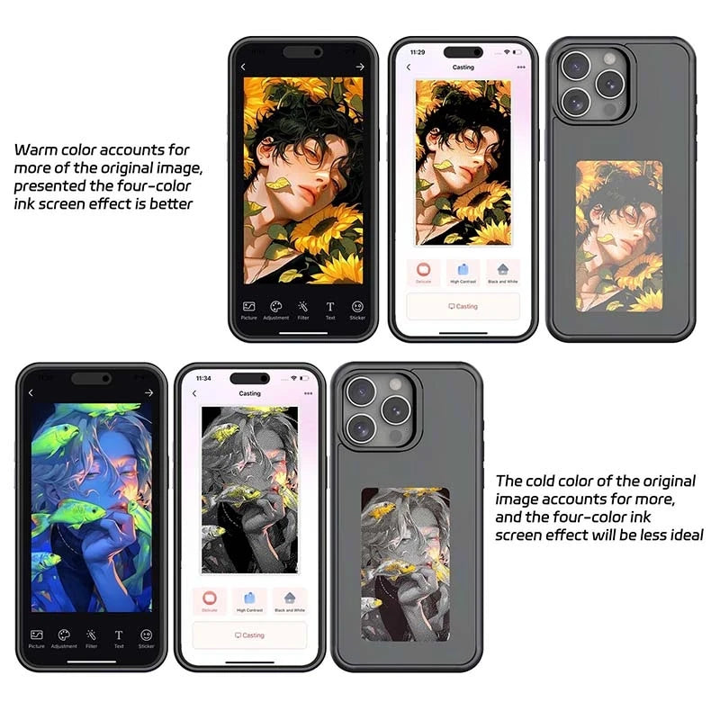 Husă Telefon NFC DIY Imagine Cerneală pentru iPhone 16 15 14 13 Pro Max Carcasă DIY Ecran Protecție Cartoon Fără Baterie