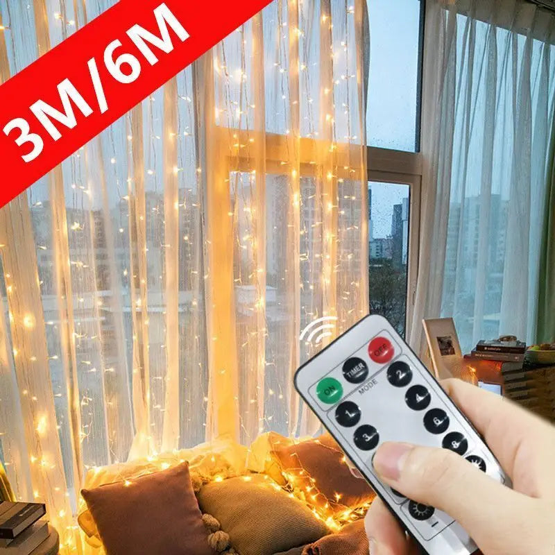 Ghirlandă LED pentru Perdea 3/4/6m cu USB, Lumini Decorative cu Telecomandă pentru Crăciun și Dormitor