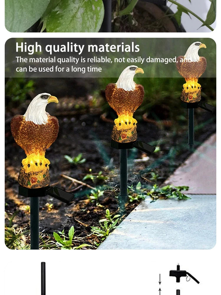 Lampă Solară din Rășină în Formă de Vultur pentru Grădină, Lampă LED de Sol pentru Patio, Lampă Decorativă pentru Gazon