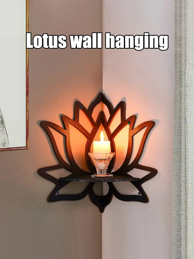 Raft Decorativ din Lemn în Formă de Lotus, Organizator pentru Aromaterapie și Uleiuri Esențiale, Suport pentru Lumânări