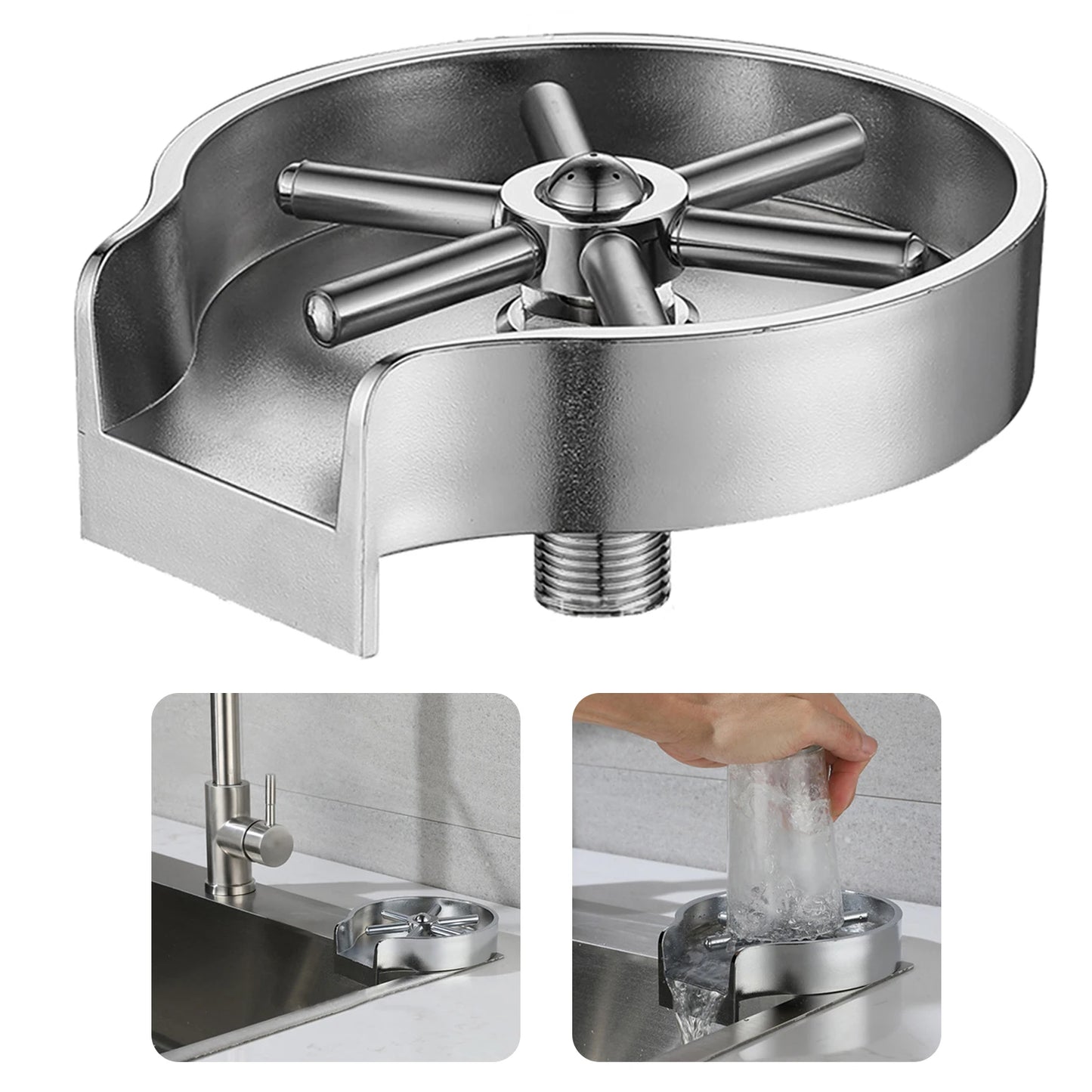 Clătitor Sticle pentru Chiuvetă Bucătărie Spălător Sticle Cupe Atașament Chiuvetă Bar Oțel Inoxidabil Accesorii Bucătărie