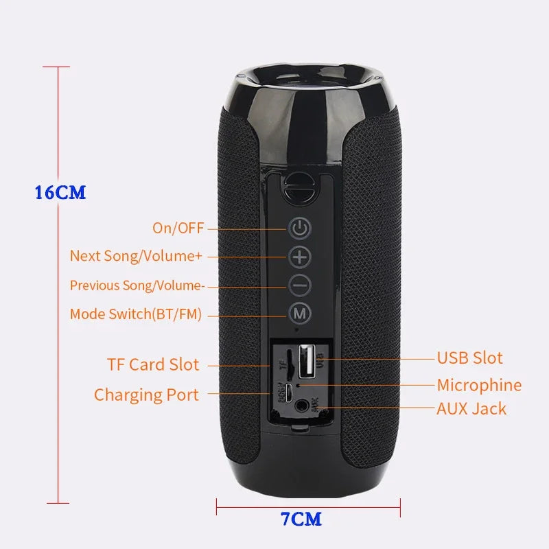 Boxă Portabilă Wireless Bluetooth Subwoofer Exterior Impermeabil Difuzor Stereo Surround Suport FM Radio TF